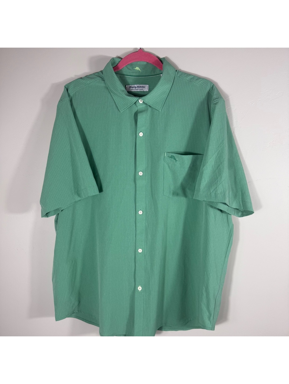 Tommy Bahama Performance Button-Up Shirt Green Short Sleeve | XL